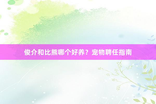 俊介和比熊哪个好养？宠物聘任指南
