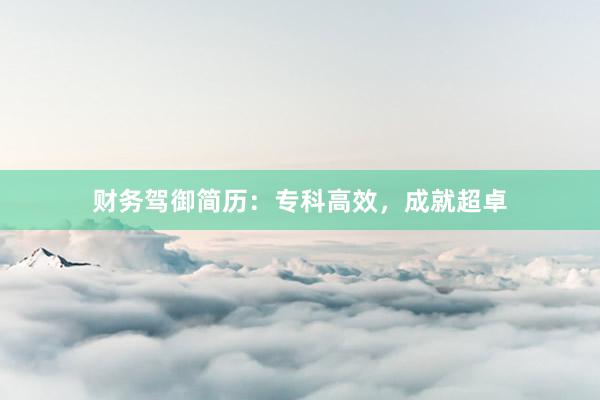 财务驾御简历：专科高效，成就超卓